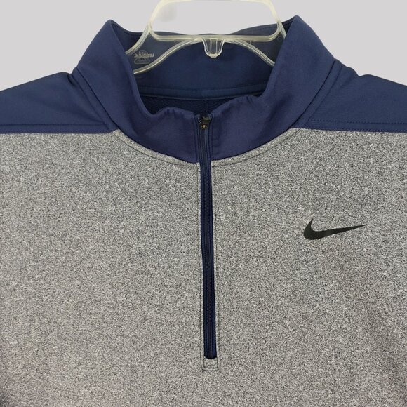 Nike Mens Dri-Fit Quarter-Zip Pullover Sweatshirt XL Gray & Navy - Picture 5 of 10